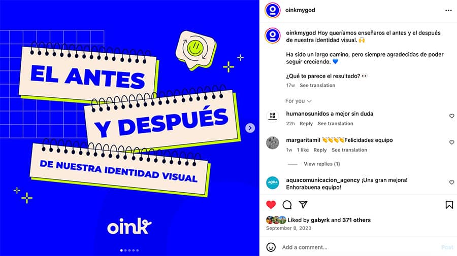 antes y despues contenido efectivo instagram