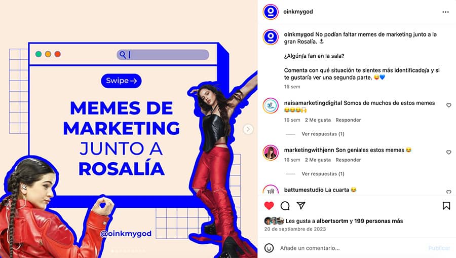 memes contenido efectivo instagram