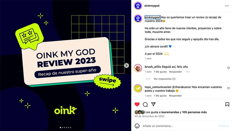 recap año contenido efectivo instagram