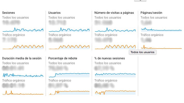 Metricas SEO para saber tu posicionamiento web: segmento trafico organico google analytics