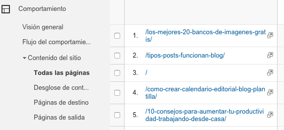 ver todas las paginas google analytics Las métricas básicas de Google Analytics para analizar tu blog - ver todas las paginas google analytics