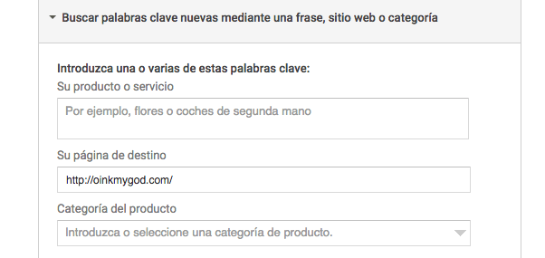 Planificador de Palabas Clave de Google - web Oink my God Planificador de Palabas Clave de Google - buscar palabras clave para tu blog