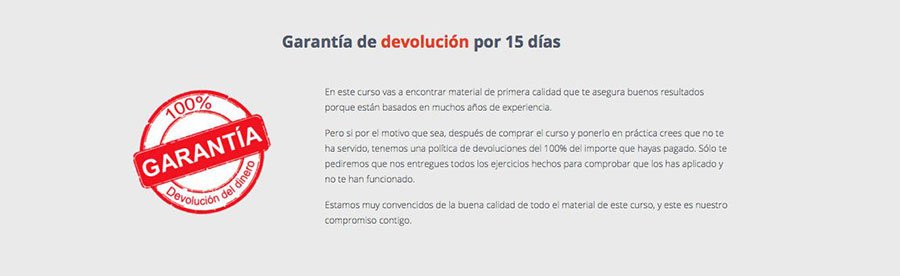 Cómo crear una landing page perfecta: ejemplo garantía de devolución