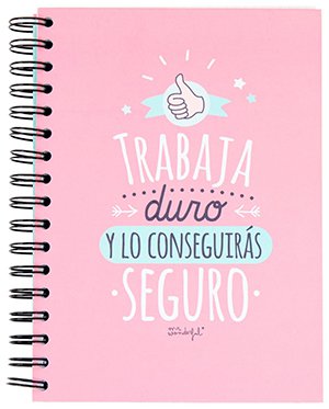Los mejores regalos para marketeros: Mr Wonderful Libreta "Trabaja duro y lo conseguirás seguro"