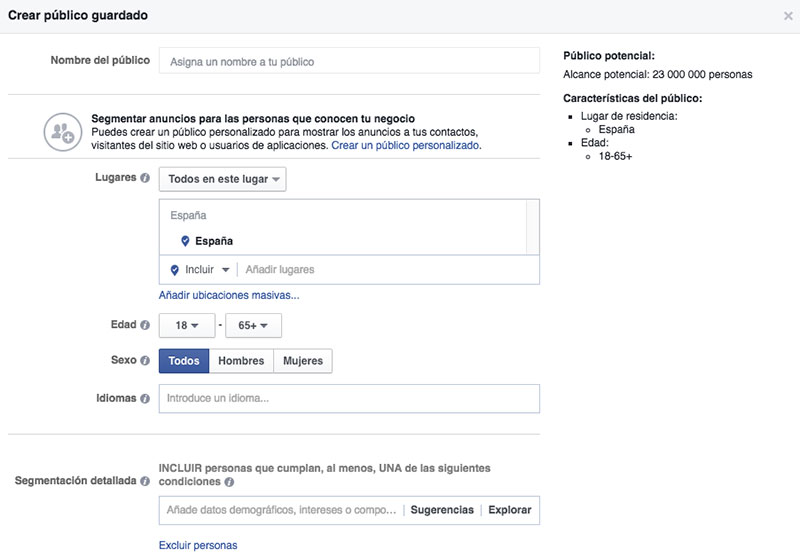 Power Editor_Crear público guardado Power Editor_Crear público guardado