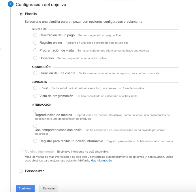 configuración objetivo google analytics configuración objetivo google analytics