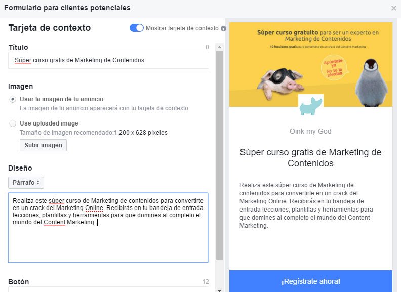 Campaña de Facebook Lead Ads. Crear Formulario para clientes potenciales Campaña de Facebook Lead Ads. Crear Formulario para clientes potenciales