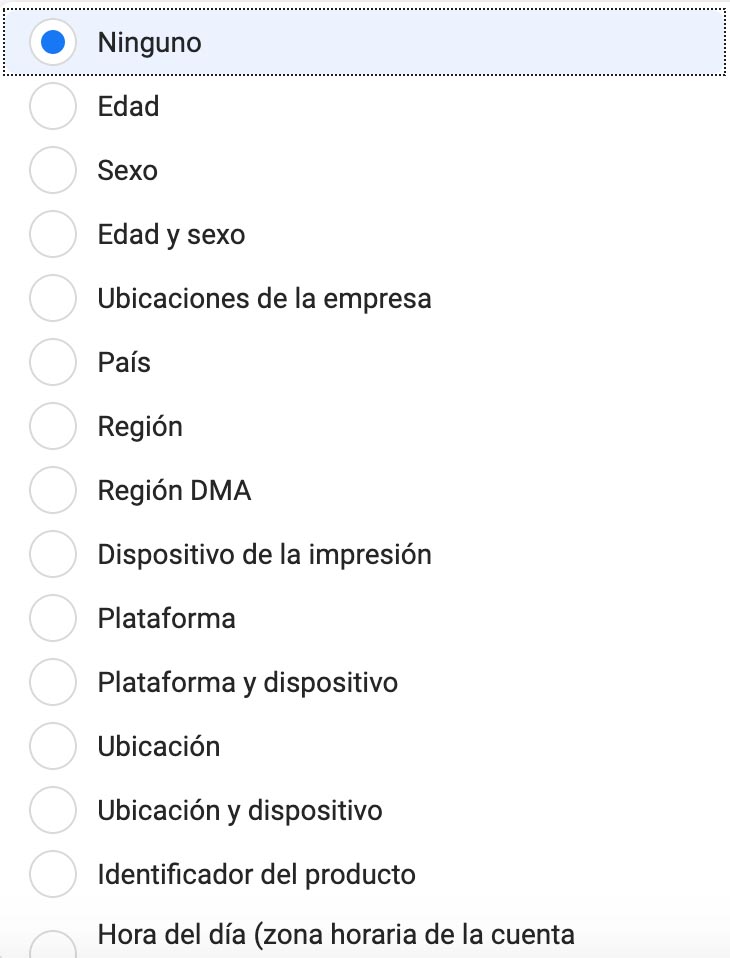 desgloses analitica facebook ads