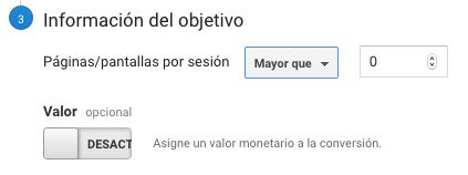 Paginas por sesion objetivo en Google Analytics Paginas por sesion objetivo en Google Analytics