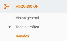 Cómo usar Google Analytics para mejorar la estrategia de contenidos de tu blog. Pestaña canales Google Analytics