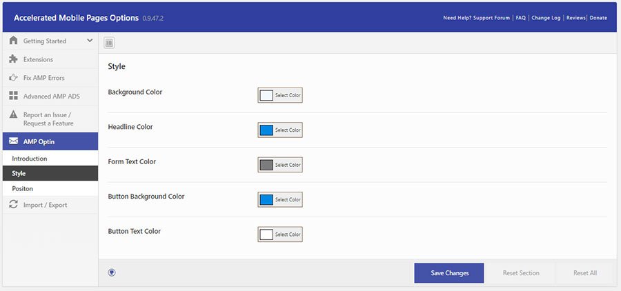 Cambiar el estilo del plugin AMP Optin
