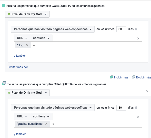 Tácticas remarketing en Facebook Ads. Crear público personalizado lectores del blog