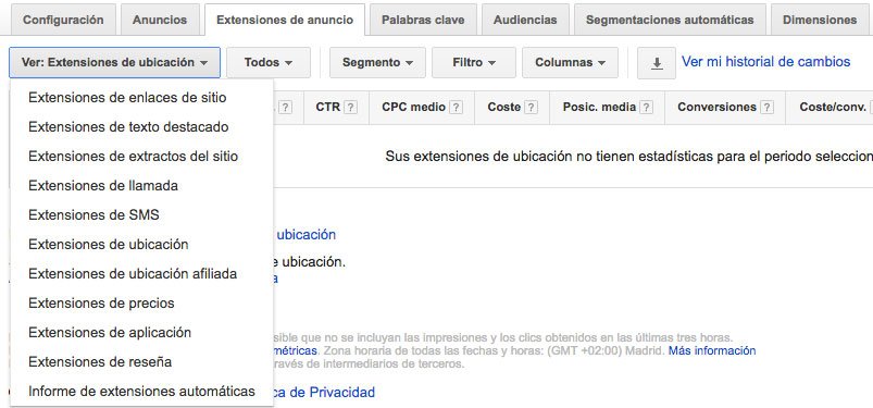 Extenciones de anuncios en Google Adwords Extenciones de anuncios en Google Adwords