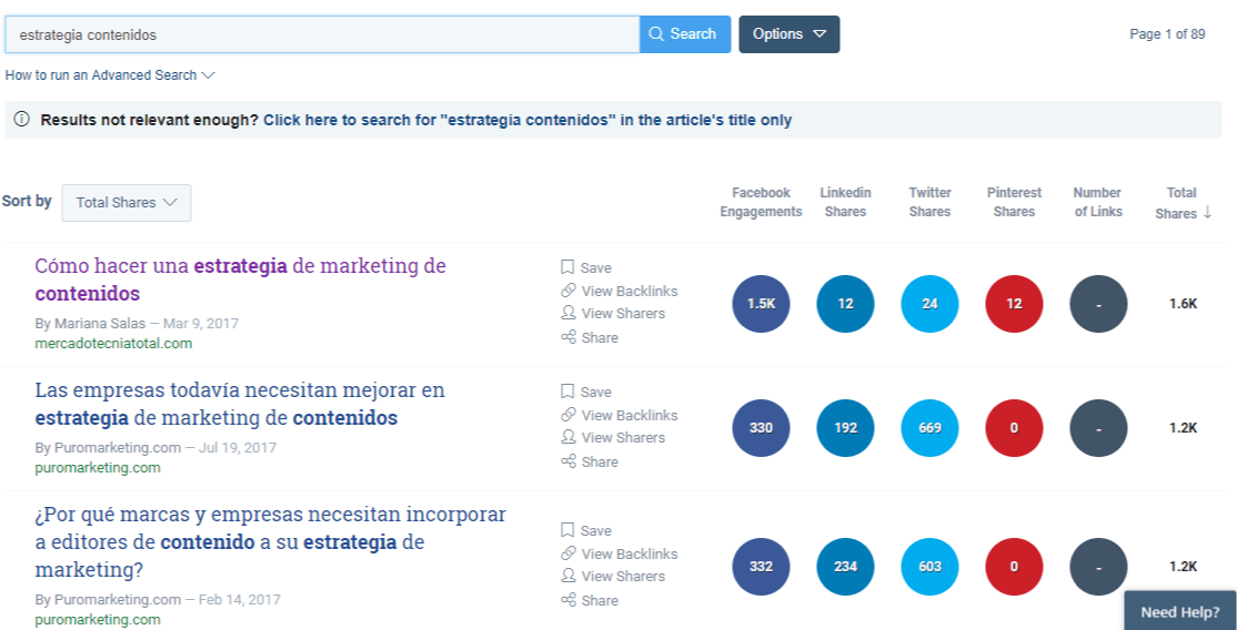 estrategia contenidos - Buzzsumo