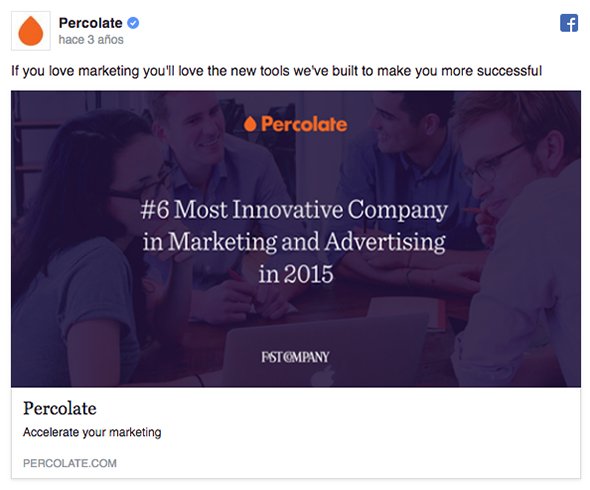 Ejemplo Percolate campaña facebook ads b2b Percolate campaña facebook ads b2b