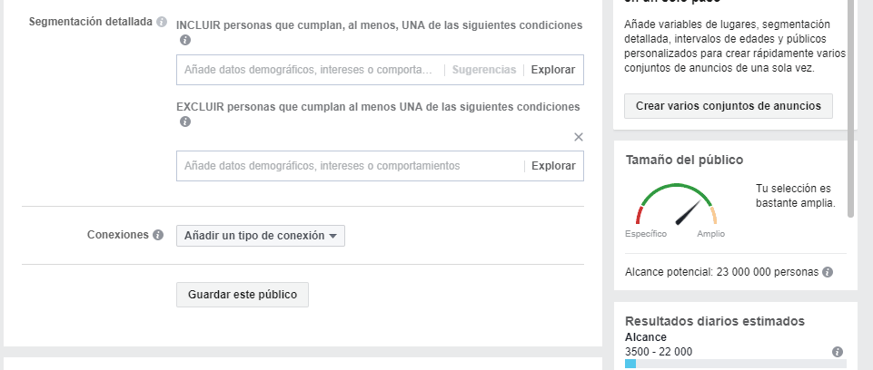 Segmentación por conexiones - Facebook Ads