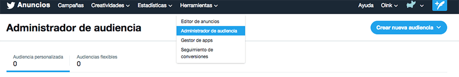 twitter ads administrador de audiencias