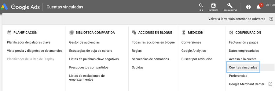 Cuenta vinculada google analytics
