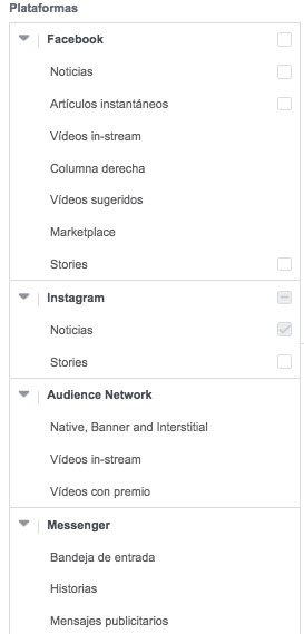 distintas ubicaciones facebook ads