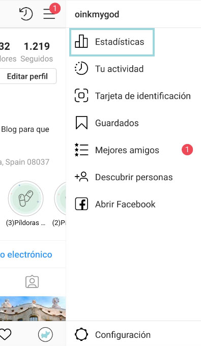menu instagram insights