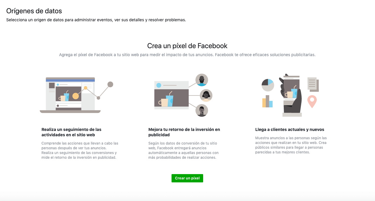 crea un pixel de Facebook