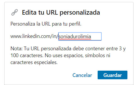 LinkedIn URL personalizada LinkedIn URL personalizada