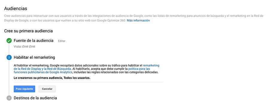 google analytics vincular cuentas