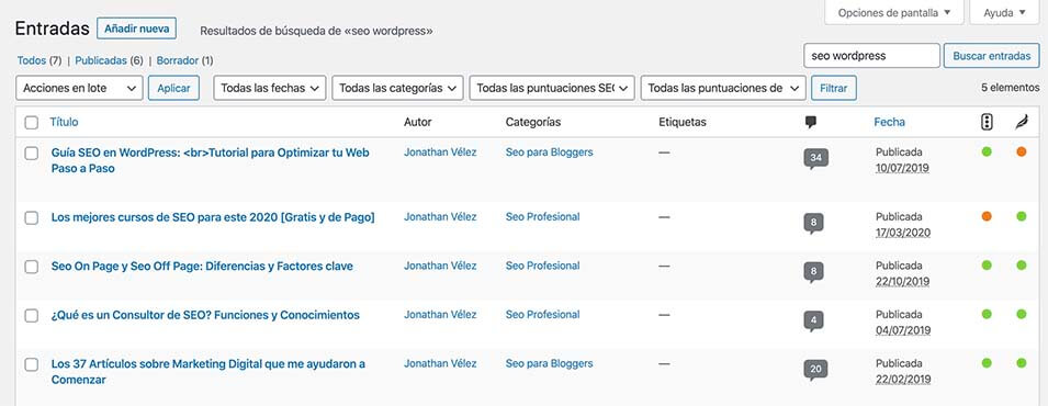 Localizar canibalizaciones WordPress
