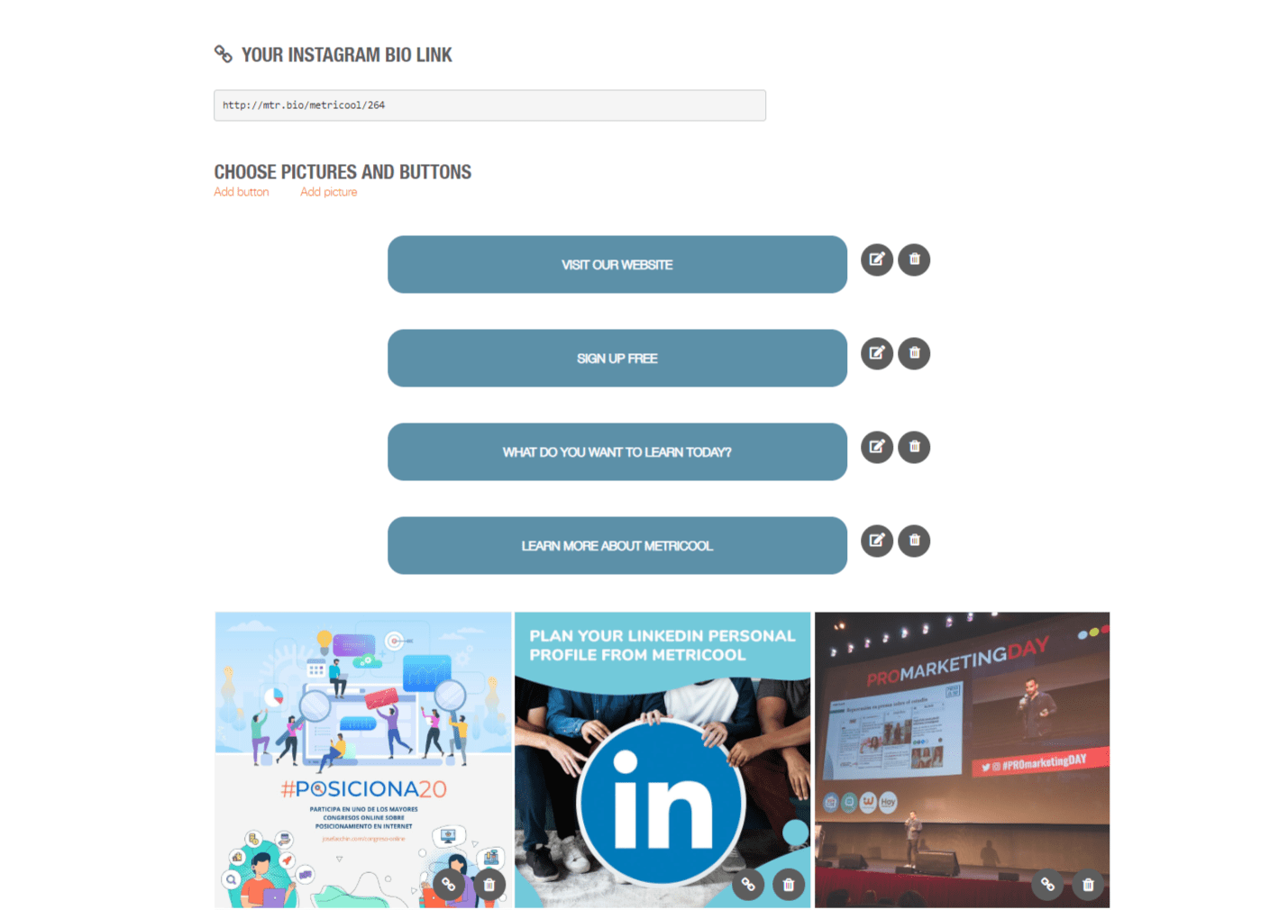 link in bio metricool