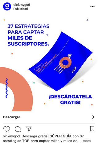 Anuncio lead magnet oink my god retargeting meta ads
