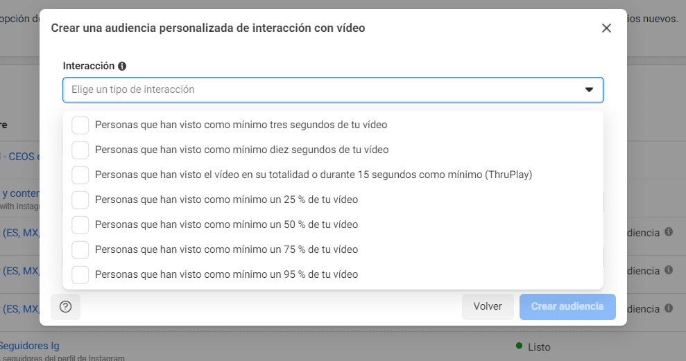audiencia video meta ads
