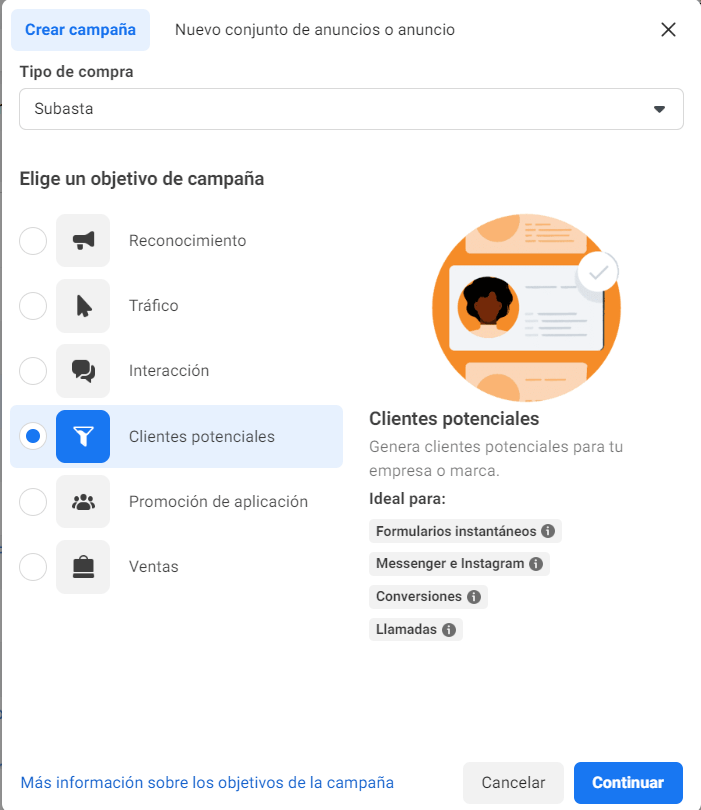 clientes potenciales objetivo meta ads
