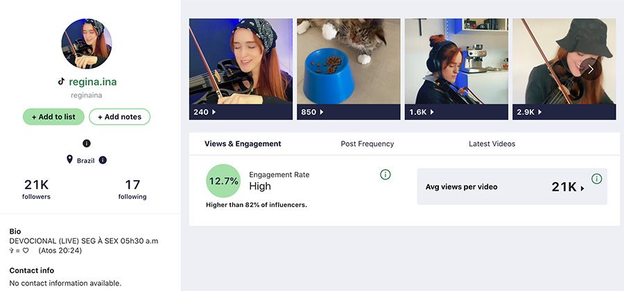 ejemplo tarjeta tiktok influencers heepsy