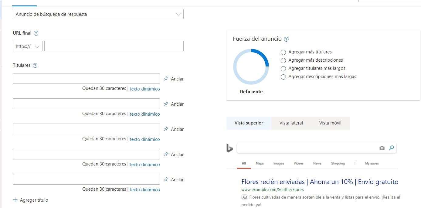 crear anuncio bing ads