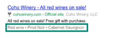 extensiones de texto destacado bing ads