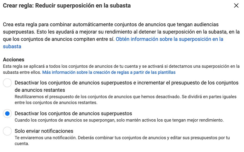 regla reducir superposicion en la subasta