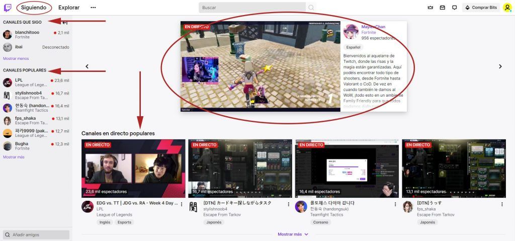 Aspectos principales de Twitch