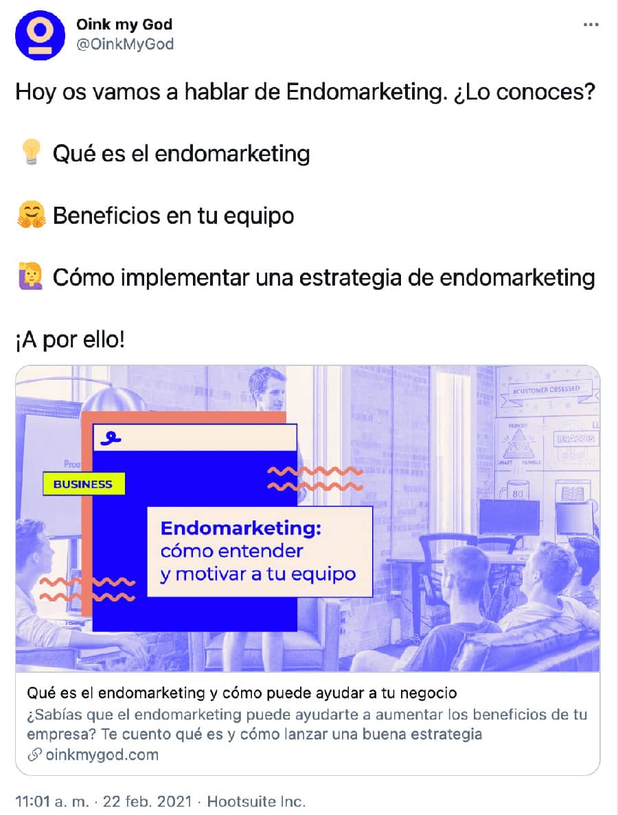 ejemplo contenido educacional twitter oink my god