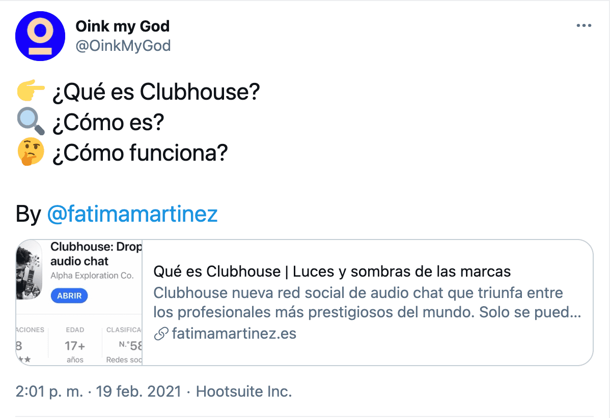 estrategia marketing twitter oink contenido sector