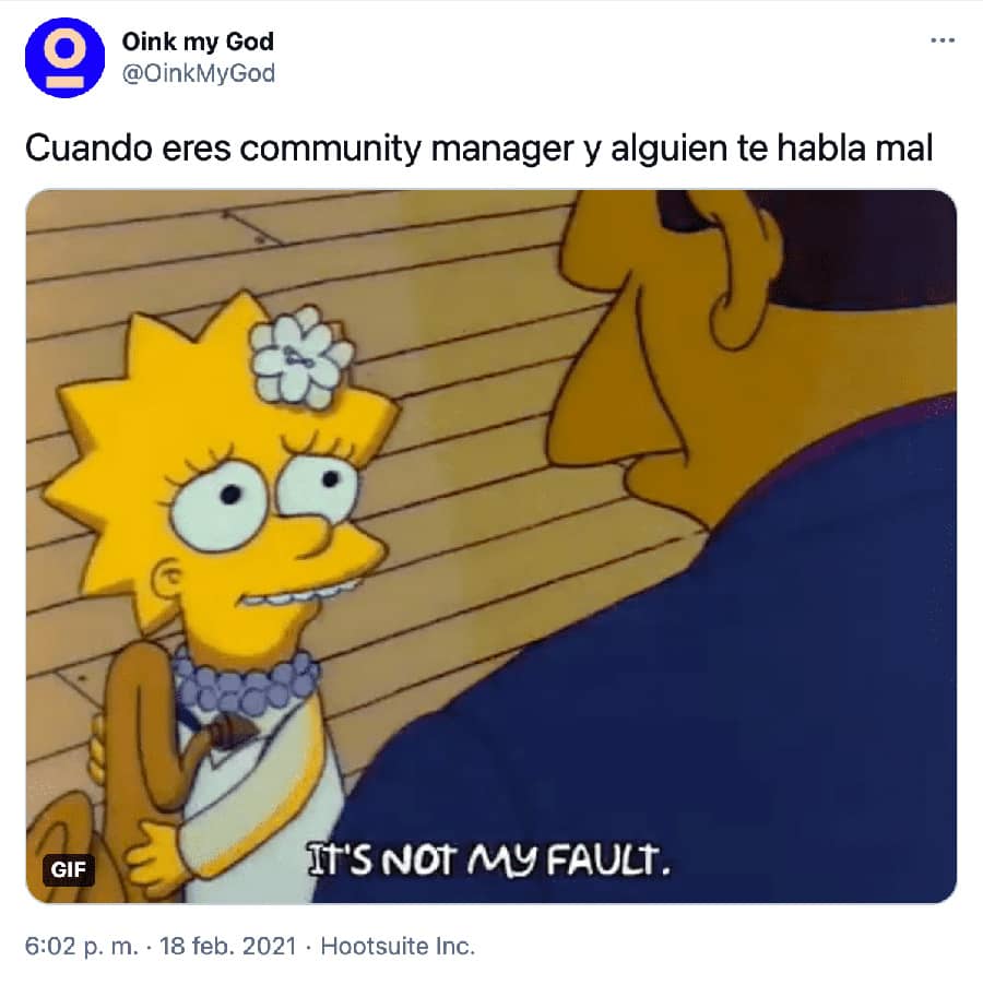 ejemplo contenido twitter oink my god