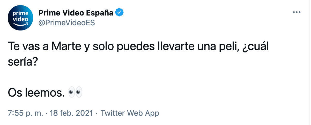 estrategia marketing twitter prime video amazon