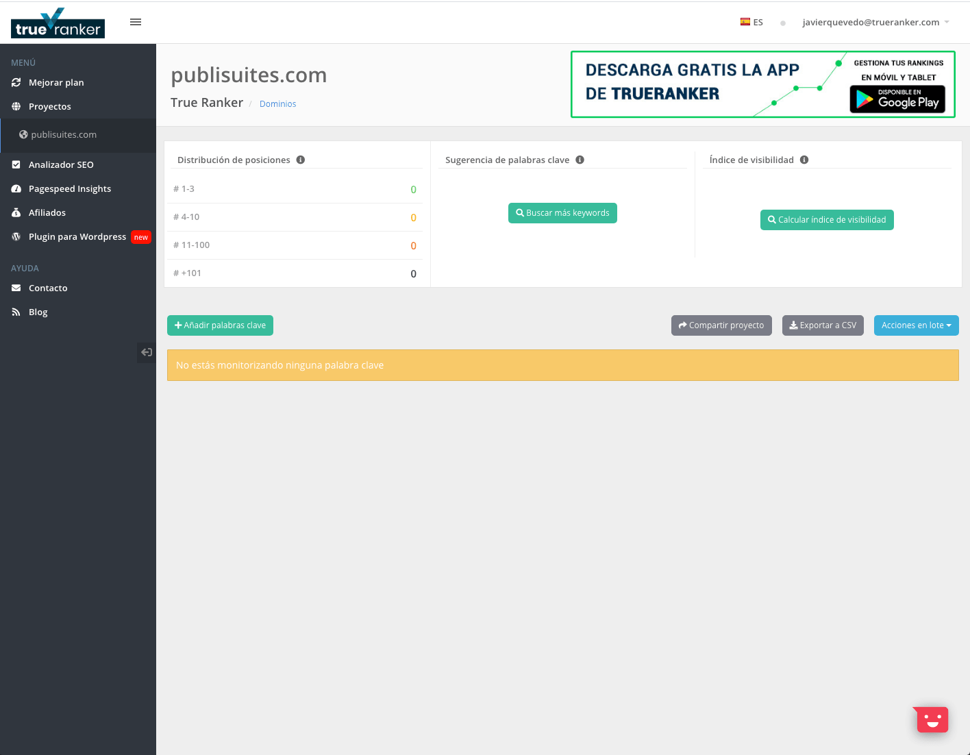buscar keywords TrueRanker SEO