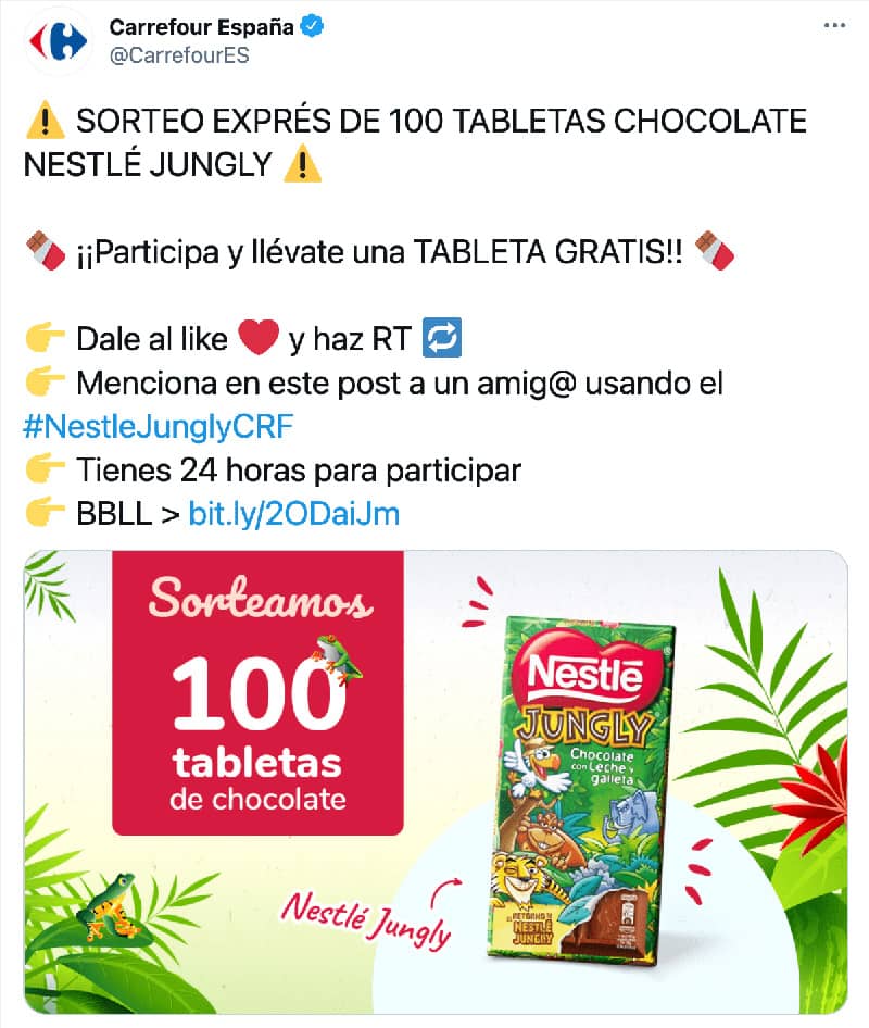 ejempo twitter sorteo nestle jungly