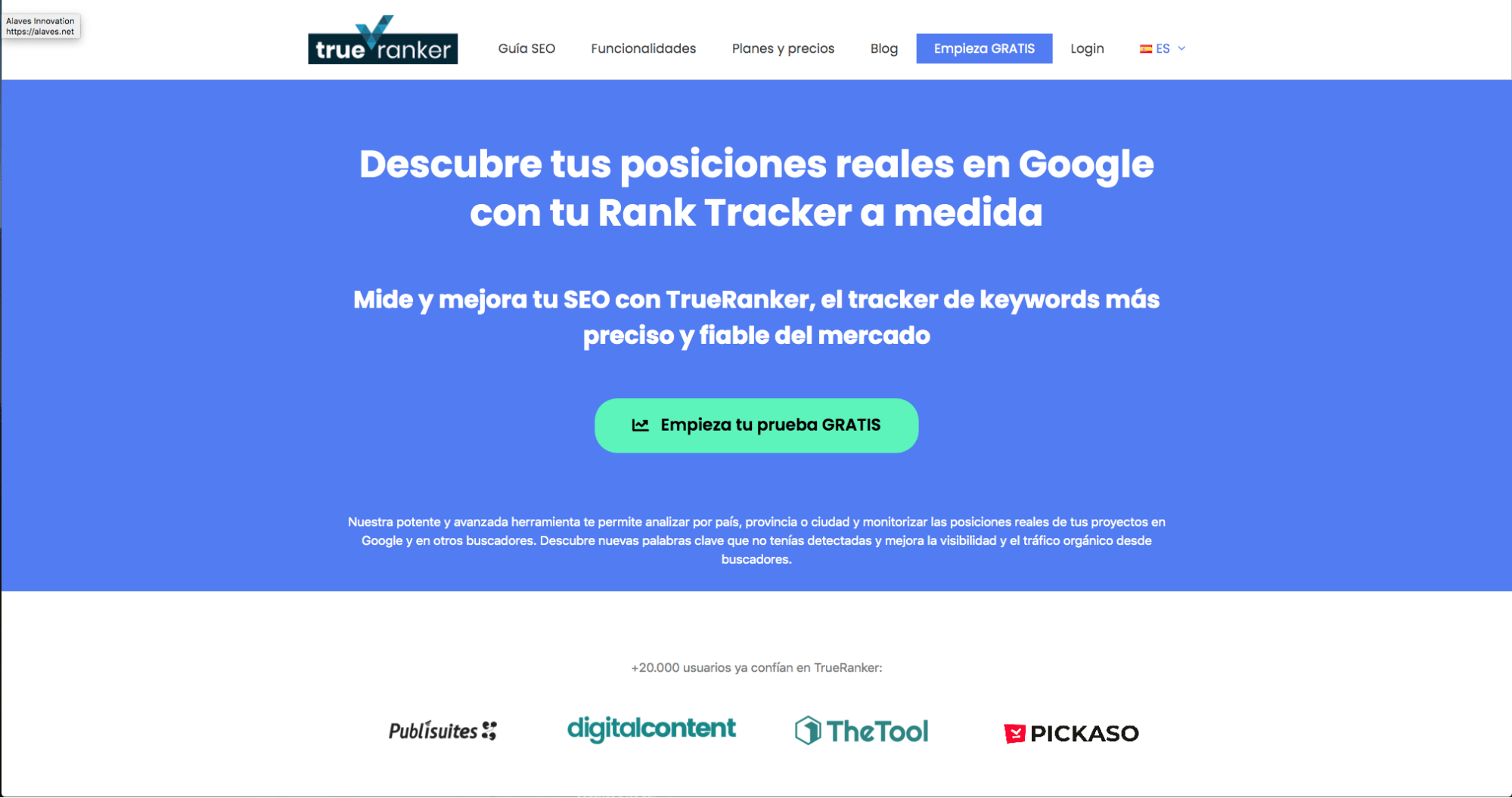 pagina principal TrueRanker