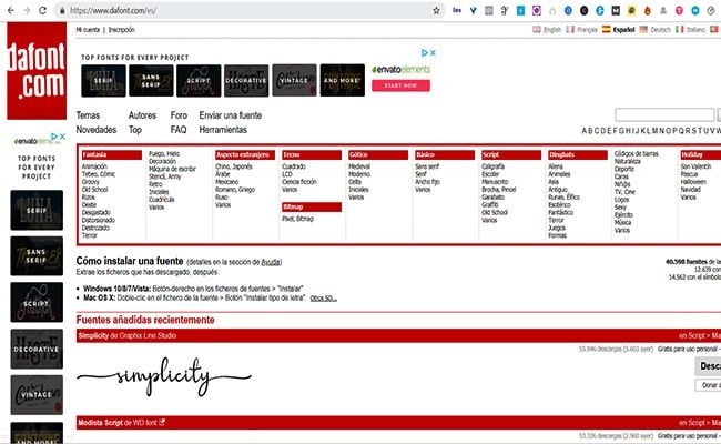 Banco de tipografía DaFont landpage Banco de tipografía DaFont landpage