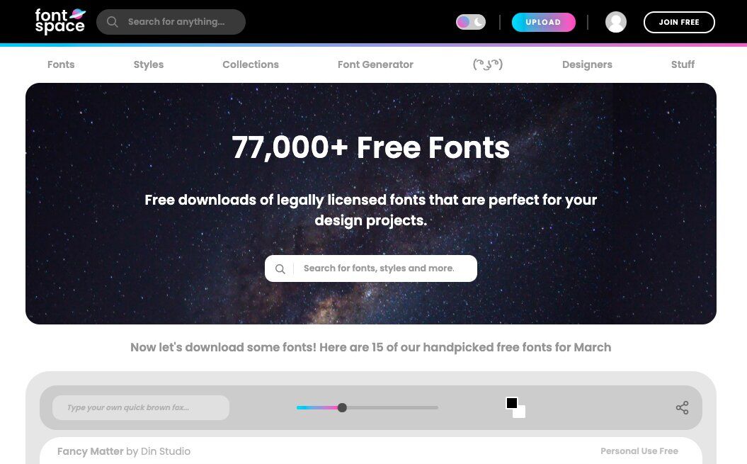Banco de tipografía Fontspace landpage Banco de tipografía Fontspace landpage