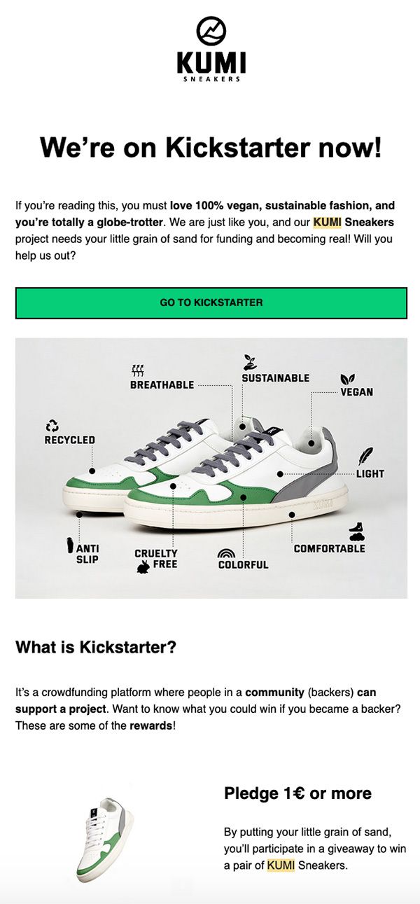 ejemplo newsletter kickstarter kumi