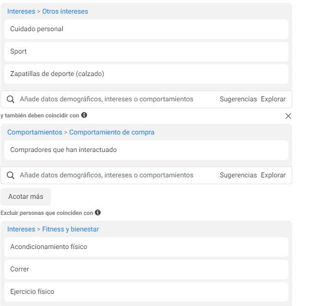 ejemplos intereses audiencia guardada facebook ads