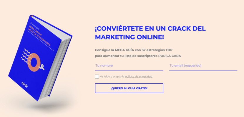 ejemplo call to action web oink my god