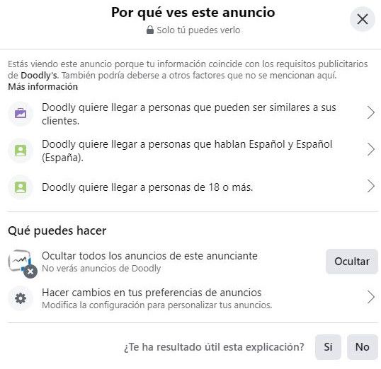 por que ves este anuncio facebook ads